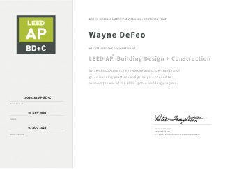 Wayne DeFeo LEED Certificate