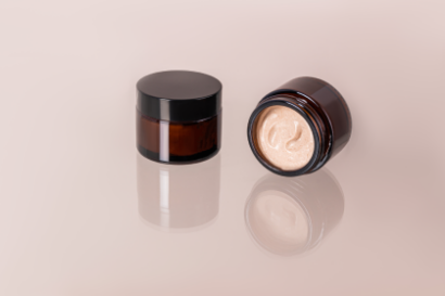 shaded glass cosmetic jar