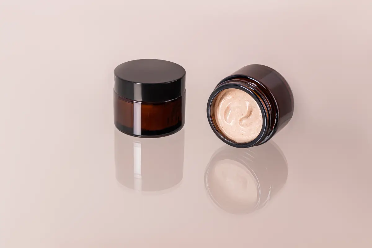 shaded glass cosmetic jar
