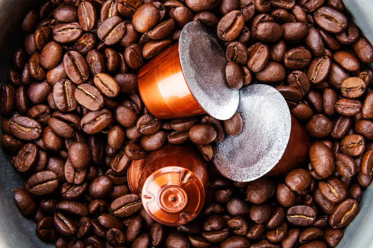 recyclable aluminum coffee pods with coffee beans